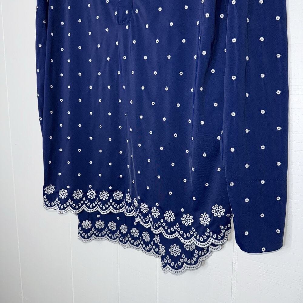 Jude Connally Women’s Hadley Tunic Top Embroidered Dots Scalloped Hem Navy 8 - Picture 4 of 6